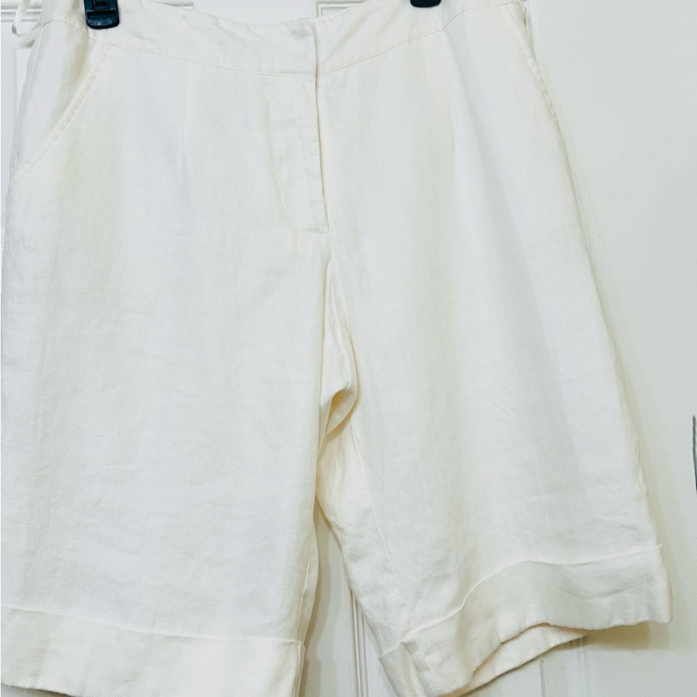 Worthington  Linen White Bermuda Shorts Tailored Summer Style Size 12